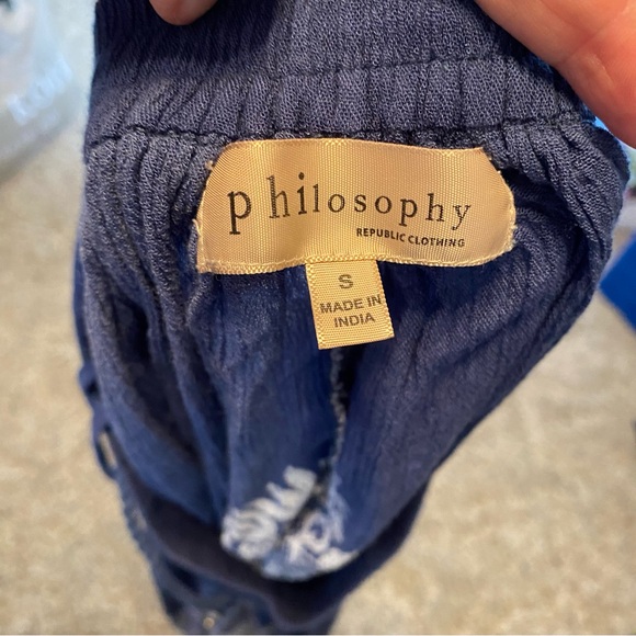 Philosophy Sz S Boho Maxi Skirt blue & white full float elastic and drawstring - Picture 6 of 7